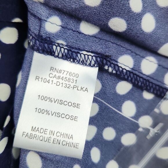 Free People -652 Sandrine Rose Navy Polka Dot Anchor button down shirt Small - Picture 7 of 9